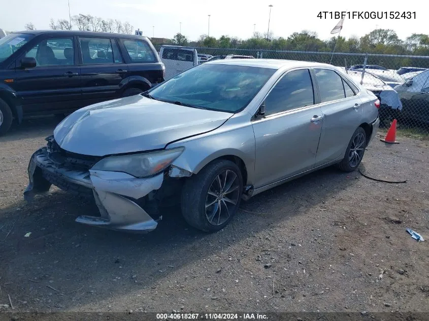 2016 Toyota Camry Xse VIN: 4T1BF1FK0GU152431 Lot: 40618267