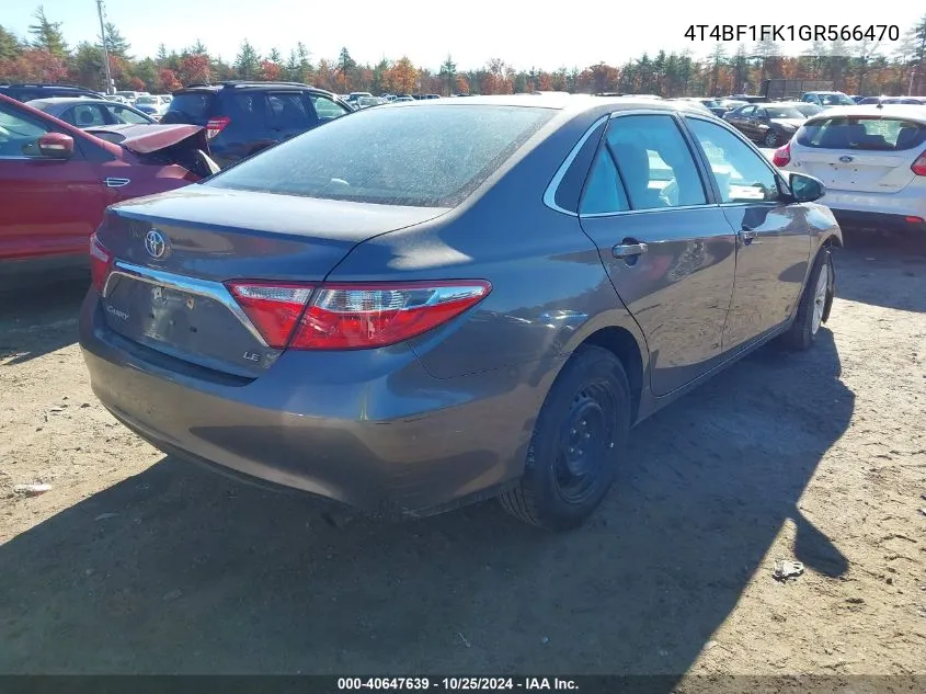 2016 Toyota Camry Le VIN: 4T4BF1FK1GR566470 Lot: 40647639