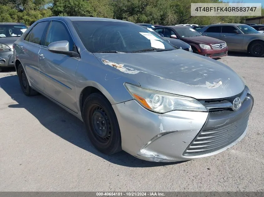 2016 Toyota Camry Le VIN: 4T4BF1FK4GR583747 Lot: 40654181