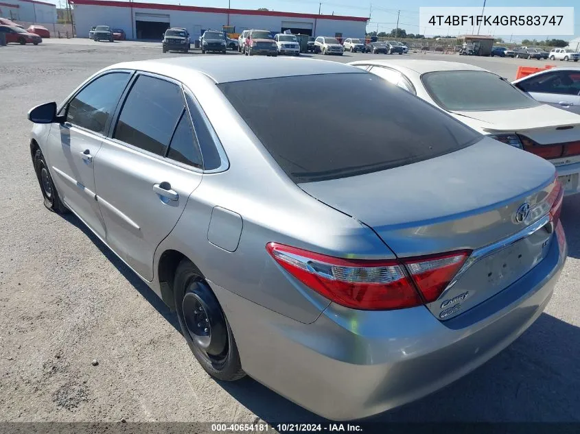 2016 Toyota Camry Le VIN: 4T4BF1FK4GR583747 Lot: 40654181