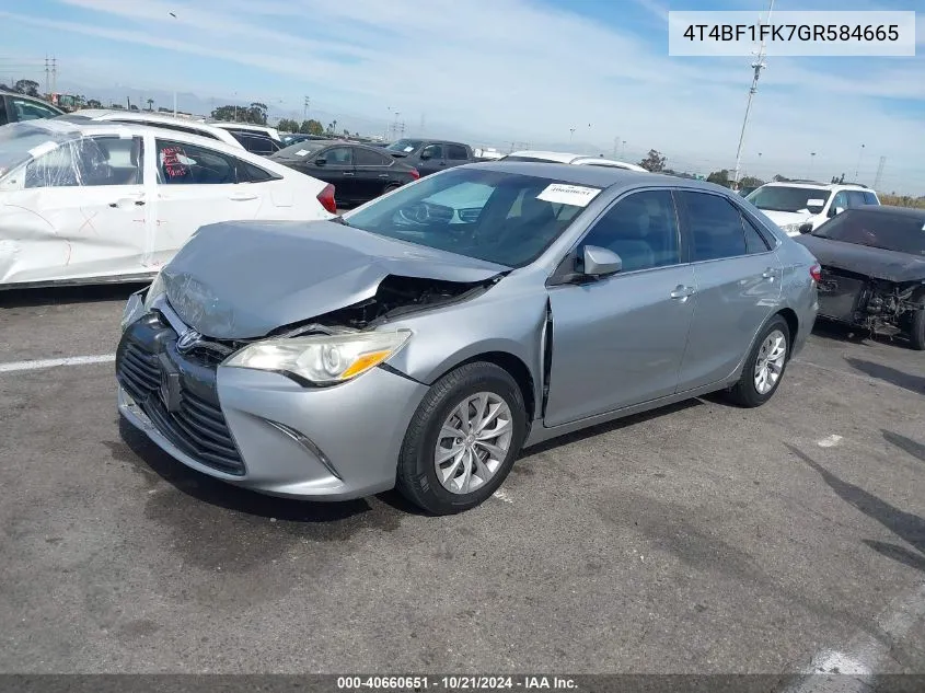 2016 Toyota Camry Le VIN: 4T4BF1FK7GR584665 Lot: 40867527