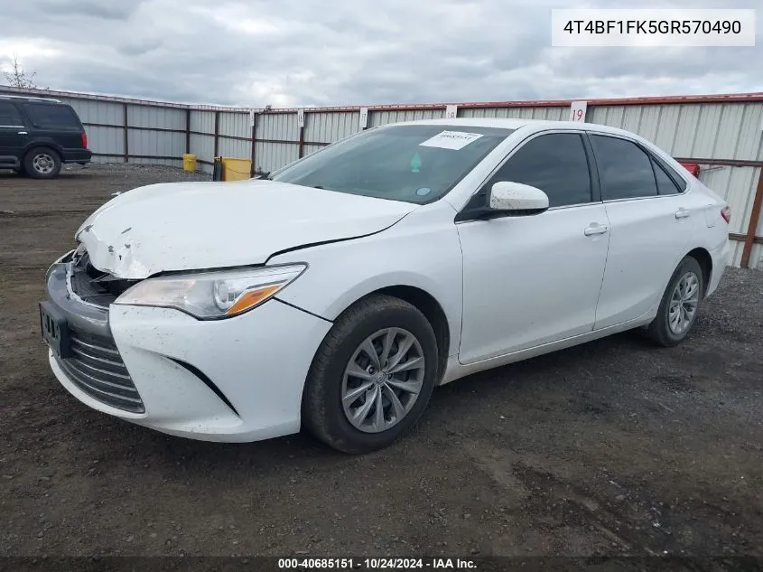 2016 Toyota Camry Le VIN: 4T4BF1FK5GR570490 Lot: 40685151