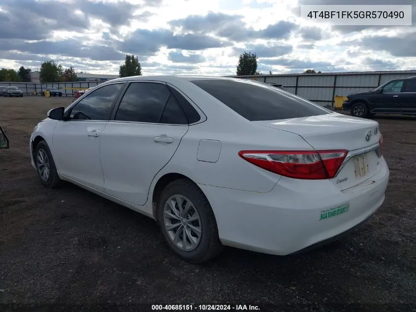 2016 Toyota Camry Le VIN: 4T4BF1FK5GR570490 Lot: 40685151