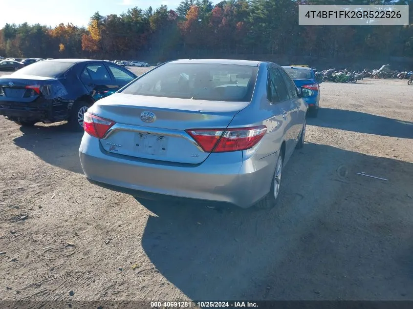 2016 Toyota Camry Le VIN: 4T4BF1FK2GR522526 Lot: 40691281