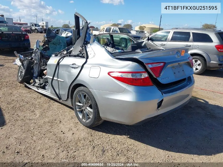 2016 Toyota Camry Se VIN: 4T1BF1FKXGU251595 Lot: 40699655