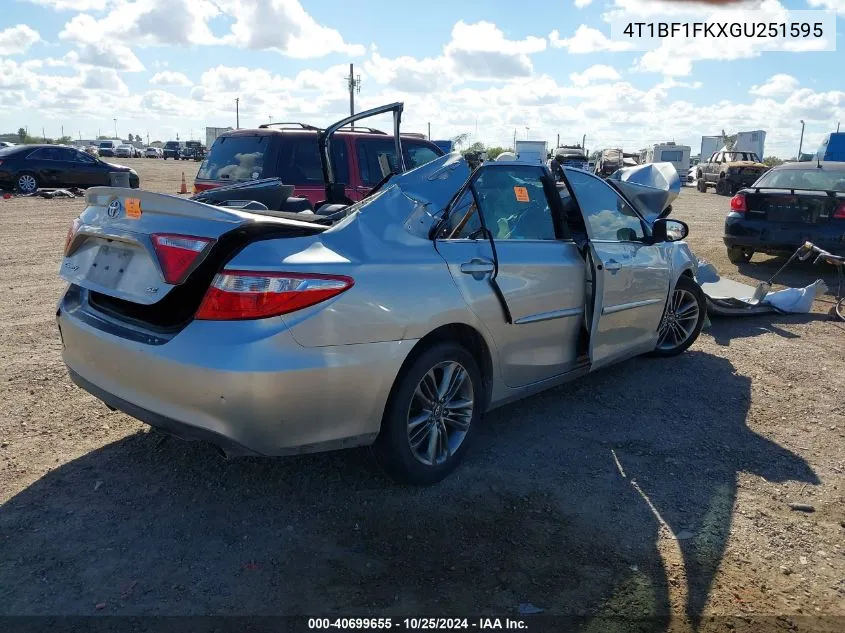 2016 Toyota Camry Se VIN: 4T1BF1FKXGU251595 Lot: 40699655