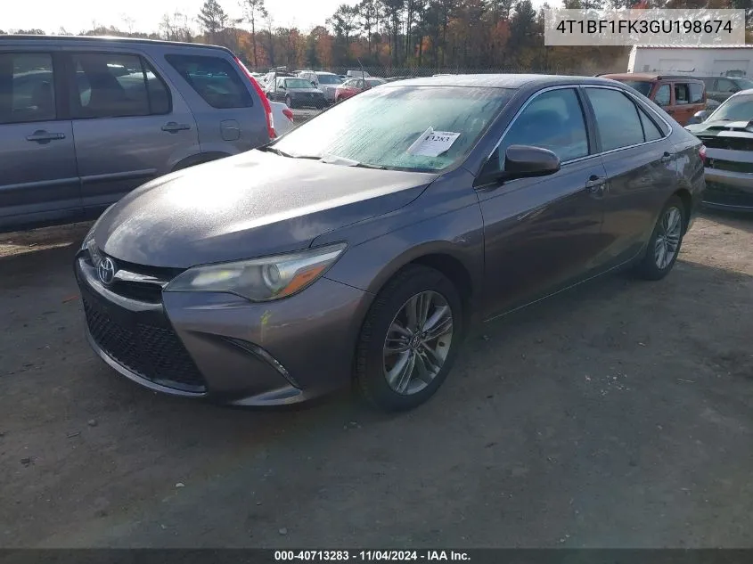 2016 Toyota Camry Se VIN: 4T1BF1FK3GU198674 Lot: 40713283