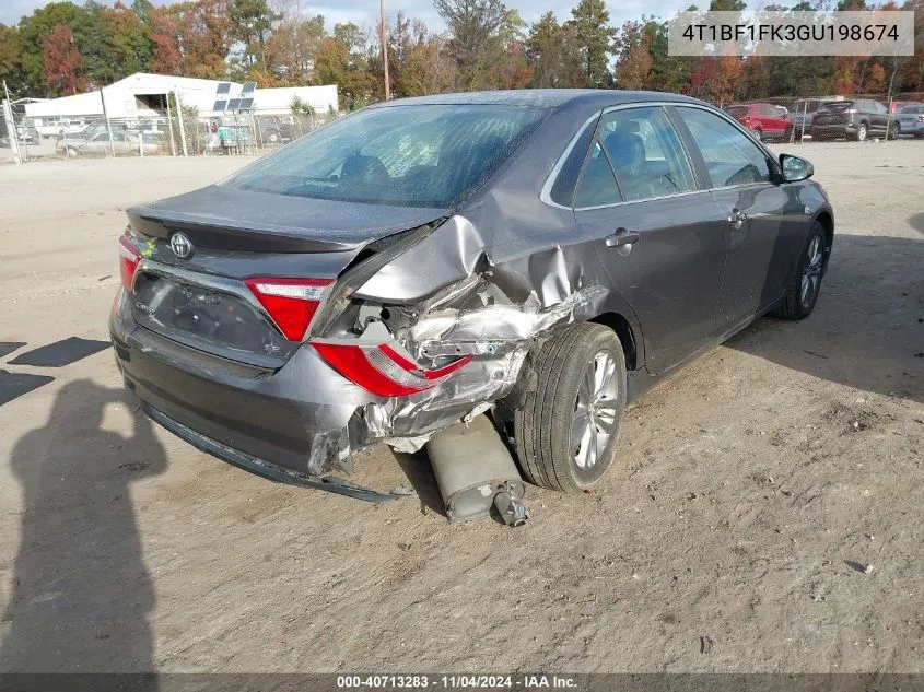 2016 Toyota Camry Se VIN: 4T1BF1FK3GU198674 Lot: 40713283