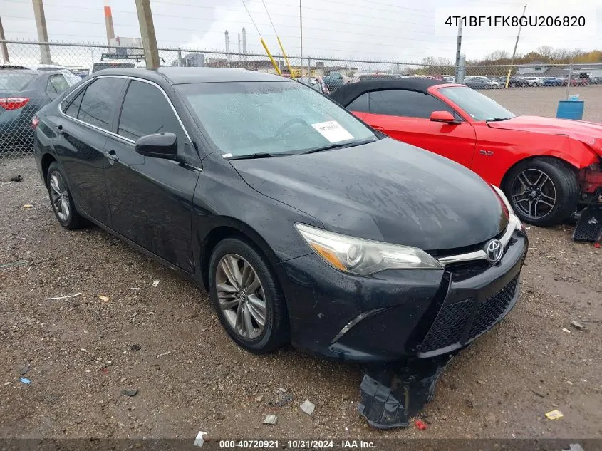 2016 Toyota Camry Se VIN: 4T1BF1FK8GU206820 Lot: 40720921