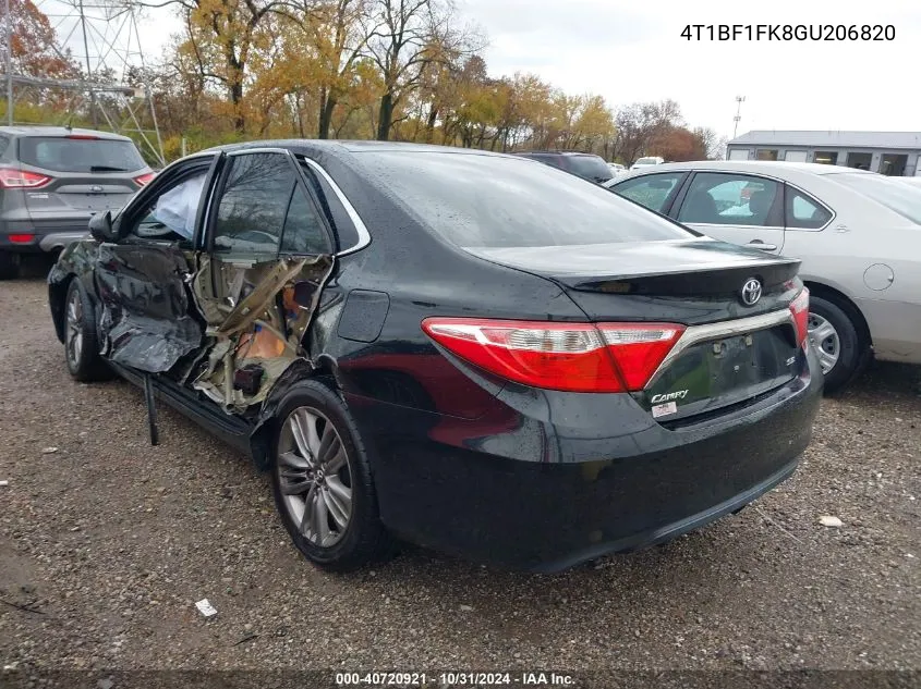 2016 Toyota Camry Se VIN: 4T1BF1FK8GU206820 Lot: 40720921