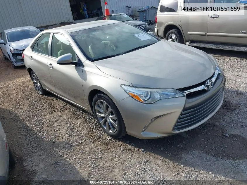 2016 Toyota Camry Xle VIN: 4T4BF1FK1GR551659 Lot: 40725184