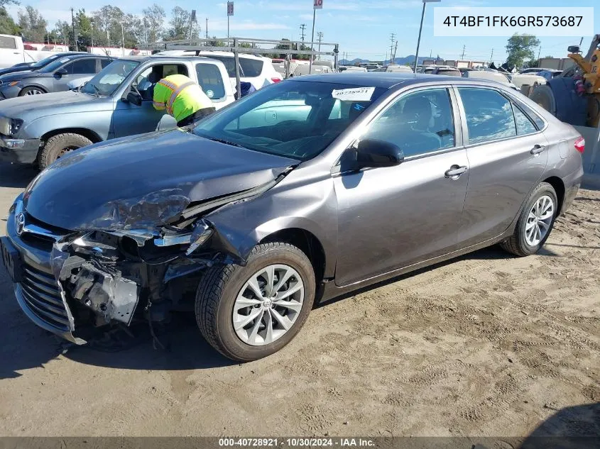 2016 Toyota Camry Le VIN: 4T4BF1FK6GR573687 Lot: 40728921