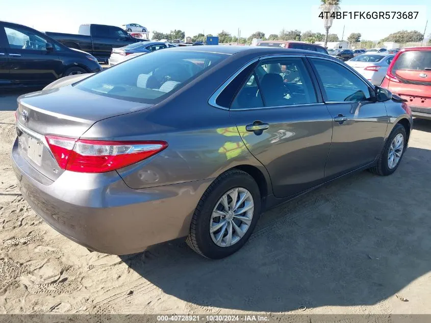 2016 Toyota Camry Le VIN: 4T4BF1FK6GR573687 Lot: 40728921