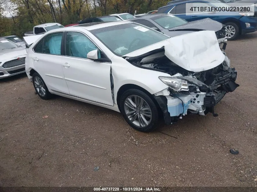 2016 Toyota Camry Se VIN: 4T1BF1FK0GU221280 Lot: 40737228