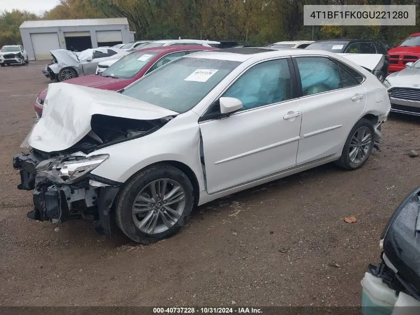 2016 Toyota Camry Se VIN: 4T1BF1FK0GU221280 Lot: 40737228