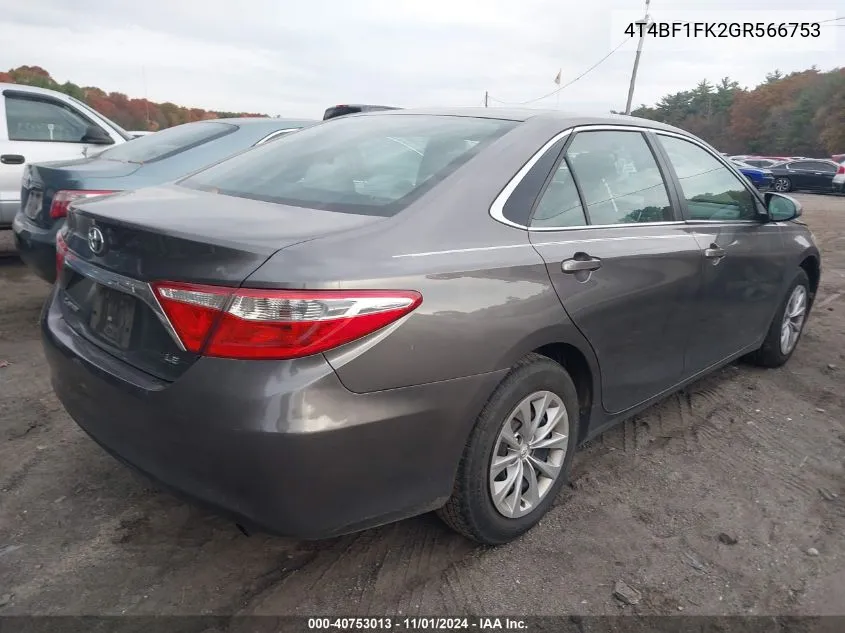 4T4BF1FK2GR566753 2016 Toyota Camry Le