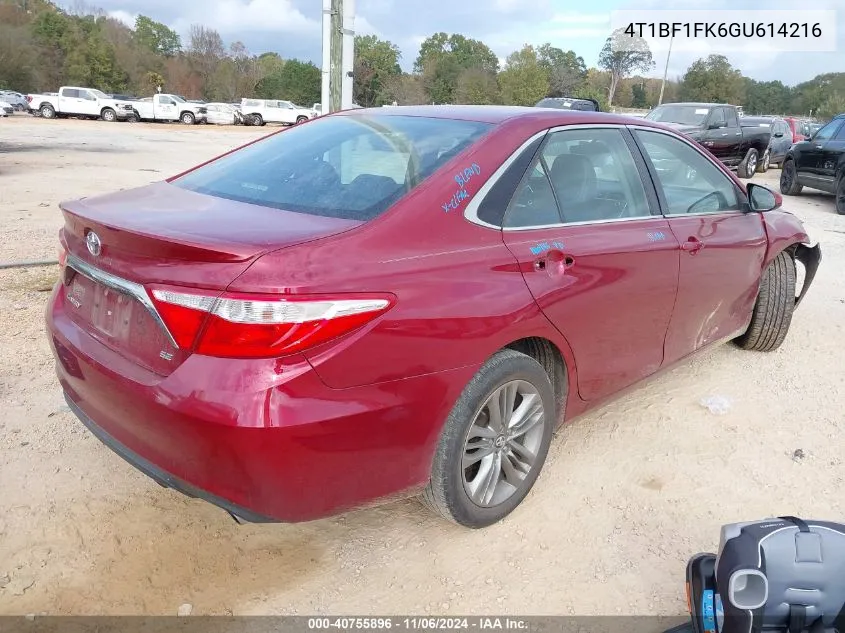 2016 Toyota Camry Se VIN: 4T1BF1FK6GU614216 Lot: 40755896