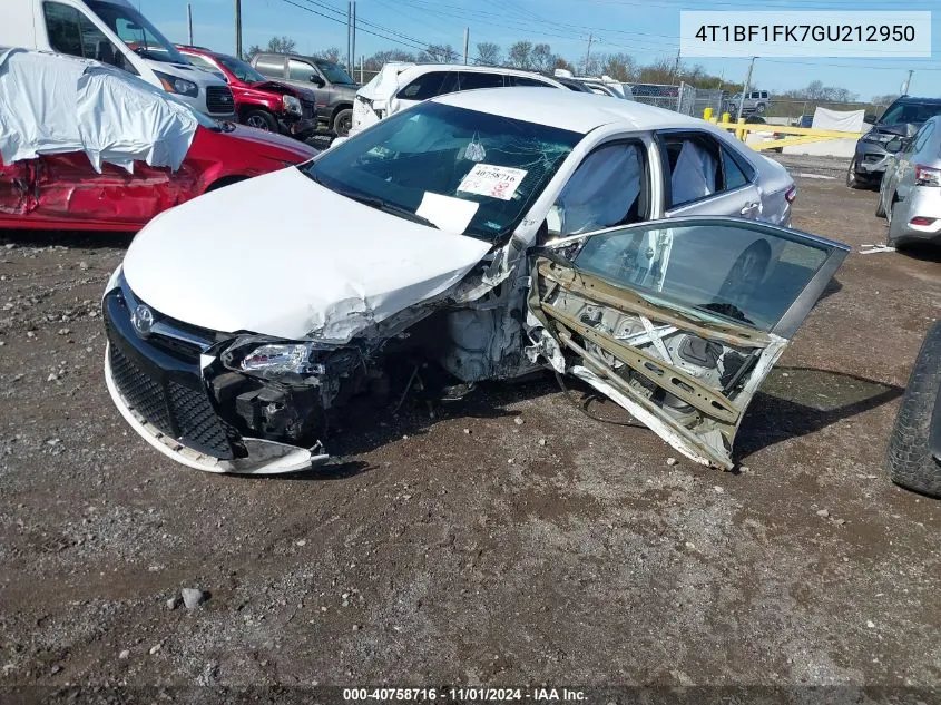 2016 Toyota Camry Se VIN: 4T1BF1FK7GU212950 Lot: 40758716