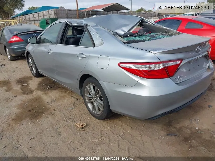 2016 Toyota Camry Se VIN: 4T1BF1FK0GU246230 Lot: 40762765