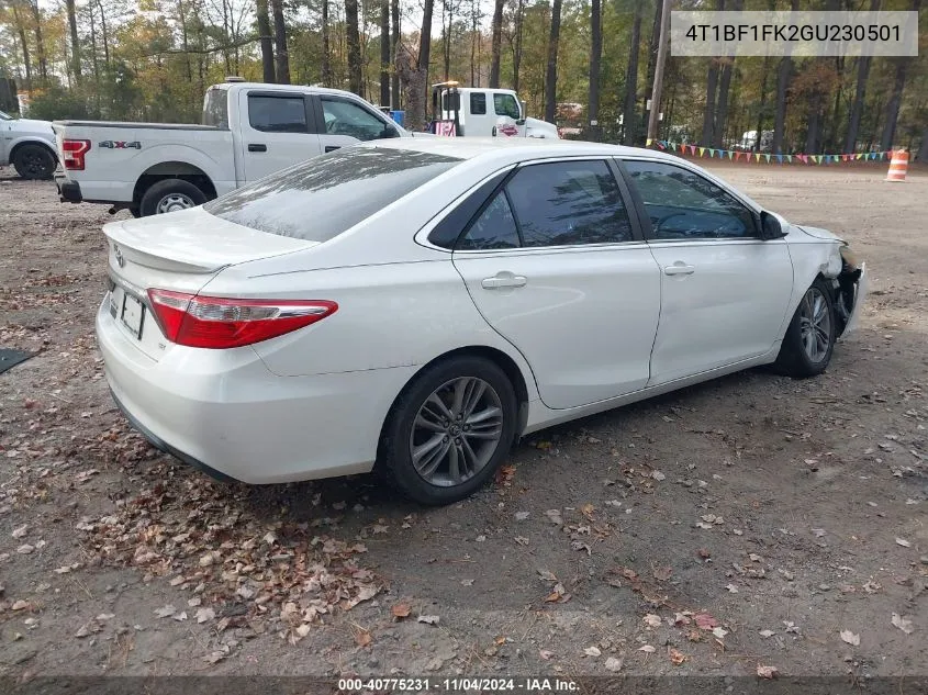 2016 Toyota Camry Se VIN: 4T1BF1FK2GU230501 Lot: 40775231