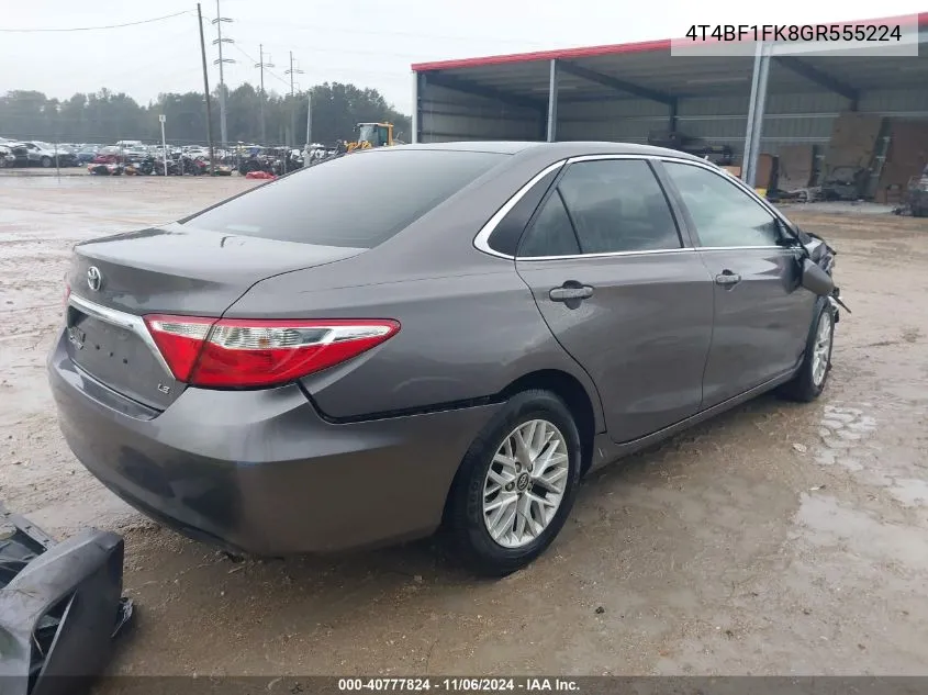 2016 Toyota Camry Le VIN: 4T4BF1FK8GR555224 Lot: 40777824