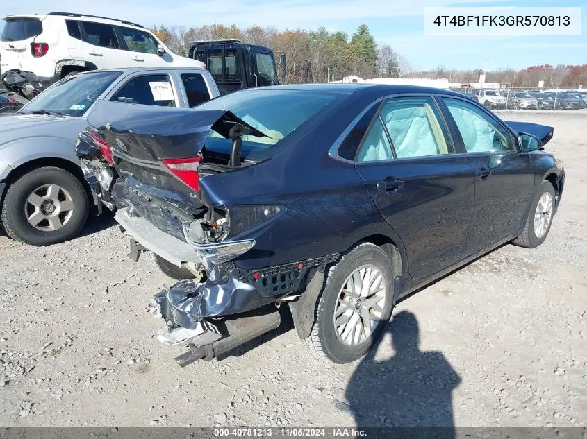 2016 Toyota Camry Le VIN: 4T4BF1FK3GR570813 Lot: 40781213