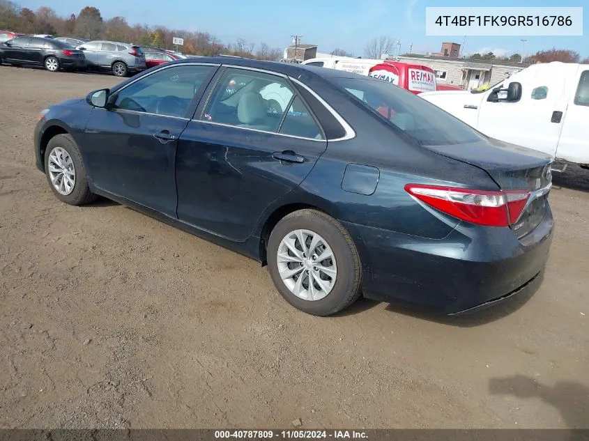 2016 Toyota Camry Le VIN: 4T4BF1FK9GR516786 Lot: 40787809