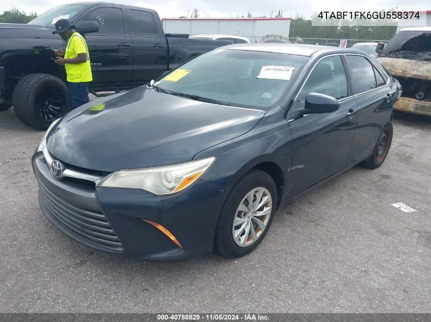 2016 Toyota Camry VIN: 4TABF1FK6GU558374 Lot: 40788829