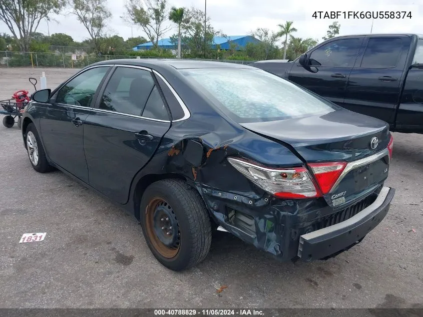 2016 Toyota Camry VIN: 4TABF1FK6GU558374 Lot: 40788829