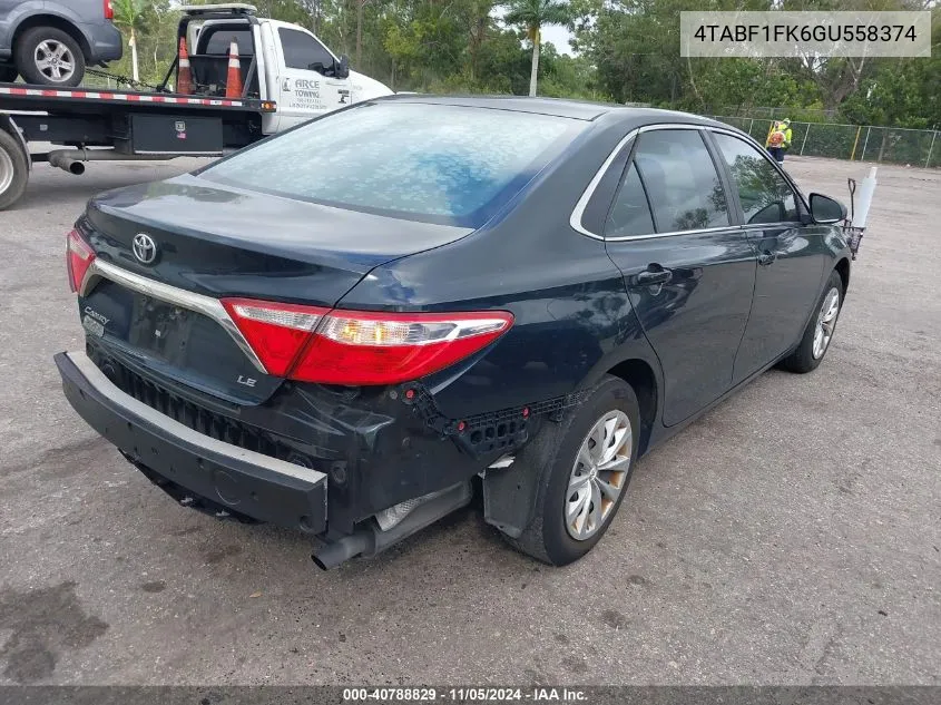 2016 Toyota Camry VIN: 4TABF1FK6GU558374 Lot: 40788829