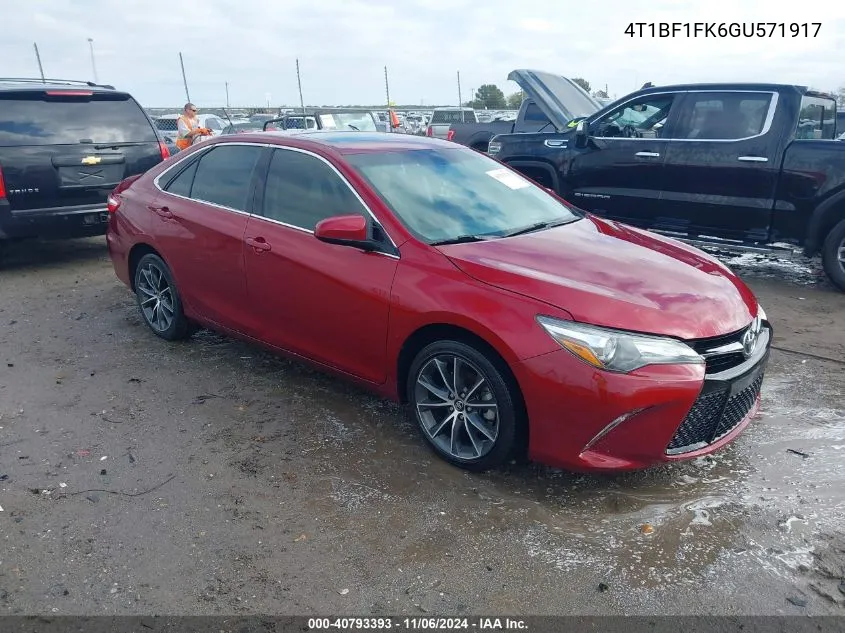 2016 Toyota Camry Xse VIN: 4T1BF1FK6GU571917 Lot: 40793393