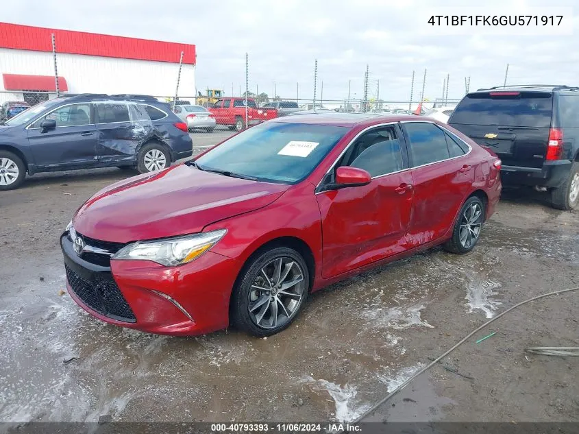 2016 Toyota Camry Xse VIN: 4T1BF1FK6GU571917 Lot: 40793393