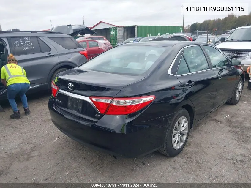 2016 Toyota Camry Le VIN: 4T1BF1FK9GU261115 Lot: 40810751