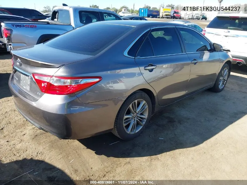 2016 Toyota Camry Se VIN: 4T1BF1FK3GU544237 Lot: 40819861