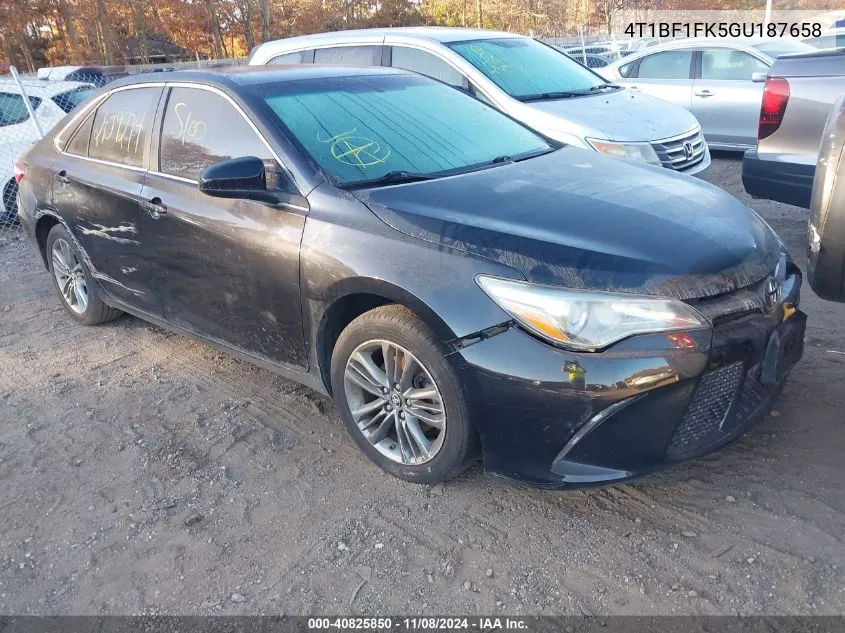 2016 Toyota Camry Se VIN: 4T1BF1FK5GU187658 Lot: 40825850