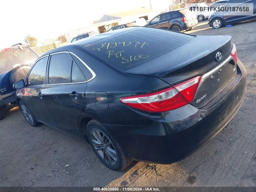 2016 Toyota Camry Se VIN: 4T1BF1FK5GU187658 Lot: 40825850