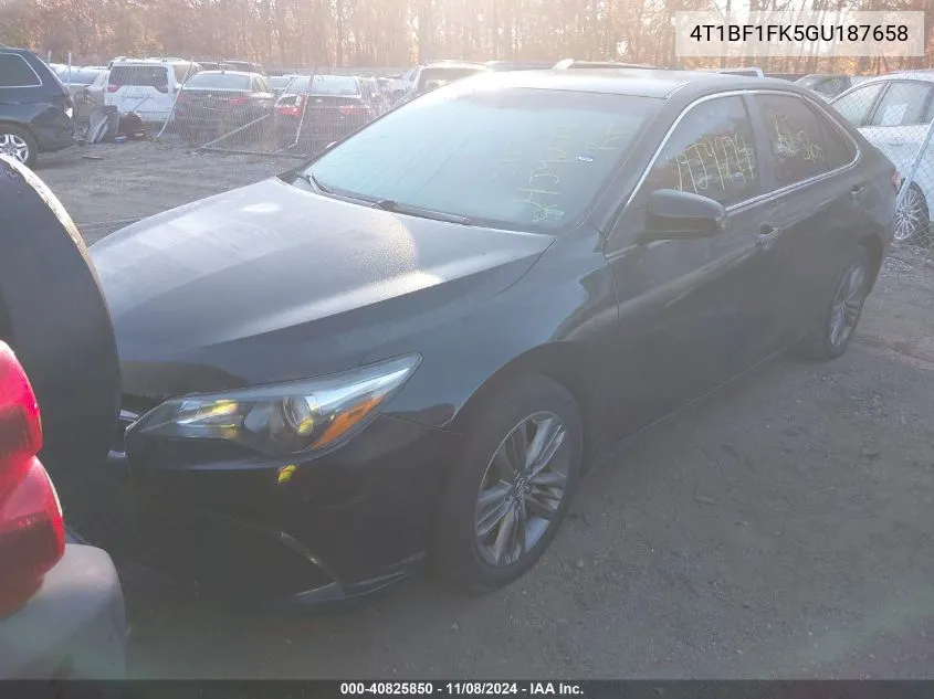 2016 Toyota Camry Se VIN: 4T1BF1FK5GU187658 Lot: 40825850