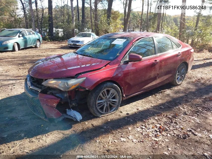 2016 Toyota Camry Se VIN: 4T1BF1FK9GU586248 Lot: 40829831