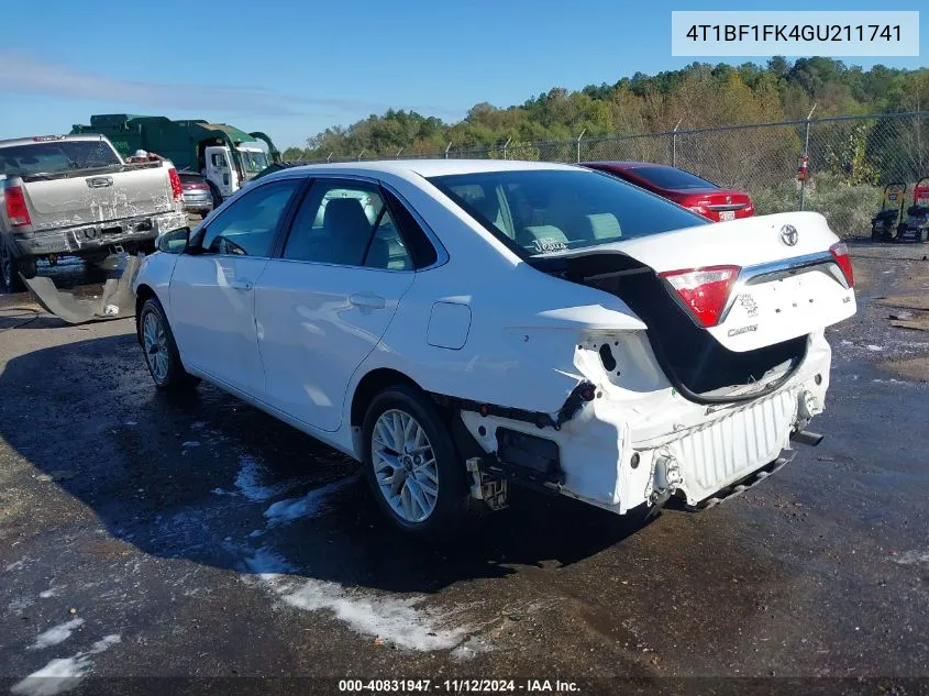 2016 Toyota Camry Le VIN: 4T1BF1FK4GU211741 Lot: 40831947