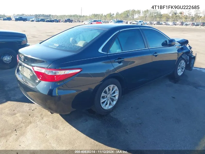 2016 Toyota Camry Le VIN: 4T1BF1FK9GU222685 Lot: 40835314