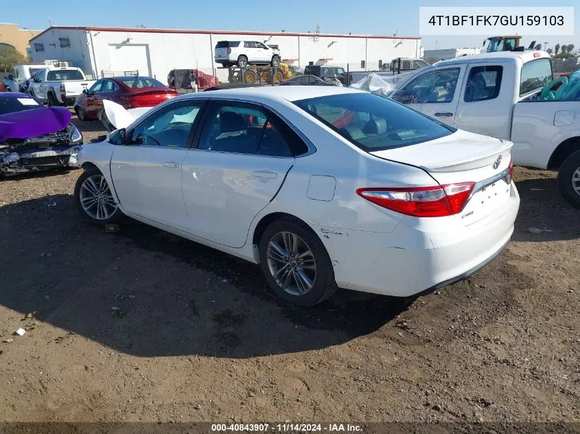 2016 Toyota Camry Se VIN: 4T1BF1FK7GU159103 Lot: 40843907