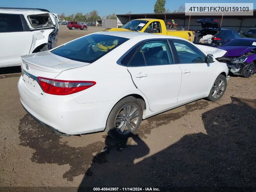 2016 Toyota Camry Se VIN: 4T1BF1FK7GU159103 Lot: 40843907