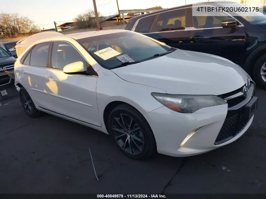 2016 Toyota Camry Xse VIN: 4T1BF1FK2GU602175 Lot: 40849578