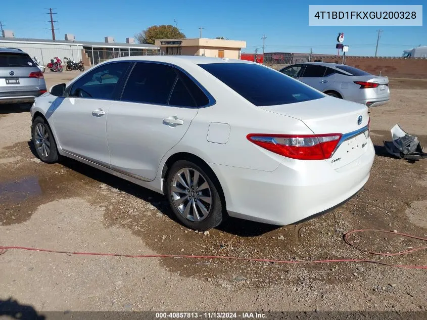 2016 Toyota Camry Hybrid Xle VIN: 4T1BD1FKXGU200328 Lot: 40857813