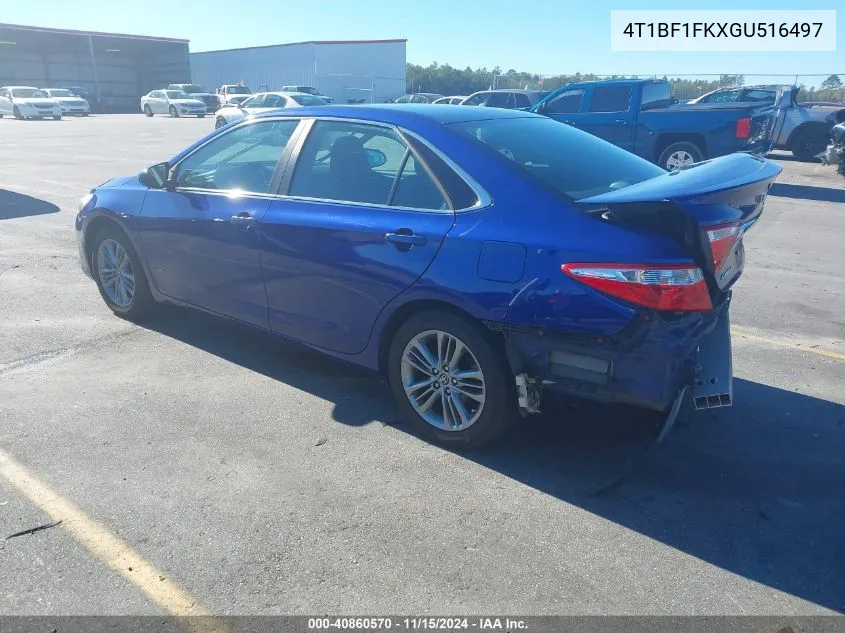 2016 Toyota Camry Se VIN: 4T1BF1FKXGU516497 Lot: 40860570