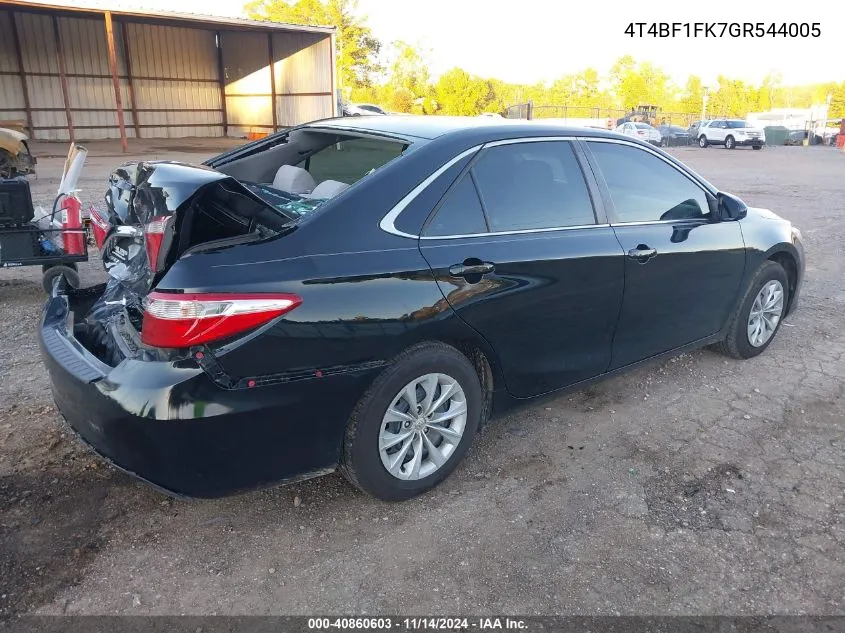 2016 Toyota Camry Le VIN: 4T4BF1FK7GR544005 Lot: 40860603