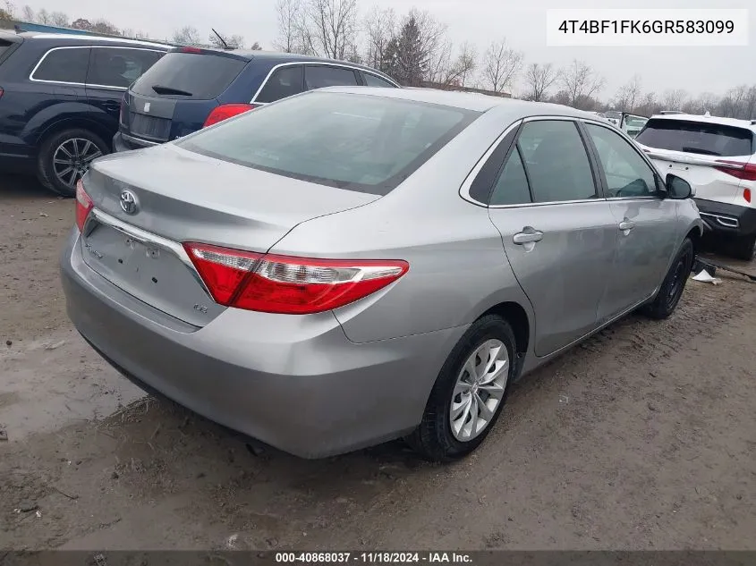 2016 Toyota Camry Le VIN: 4T4BF1FK6GR583099 Lot: 40868037