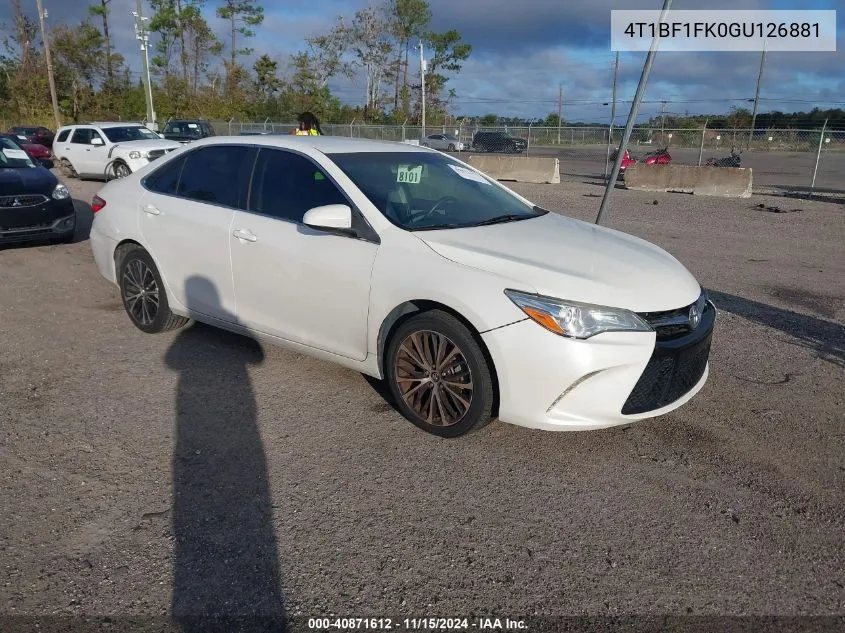 2016 Toyota Camry Se VIN: 4T1BF1FK0GU126881 Lot: 40871612