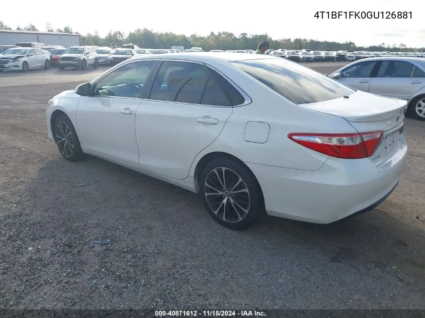 2016 Toyota Camry Se VIN: 4T1BF1FK0GU126881 Lot: 40871612