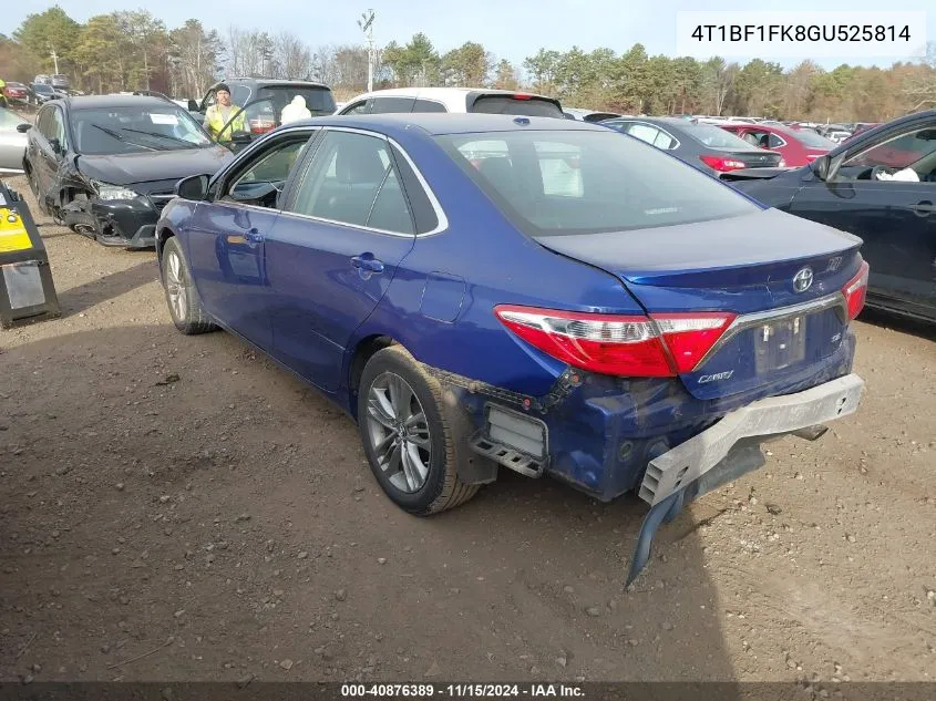 2016 Toyota Camry Se VIN: 4T1BF1FK8GU525814 Lot: 40876389